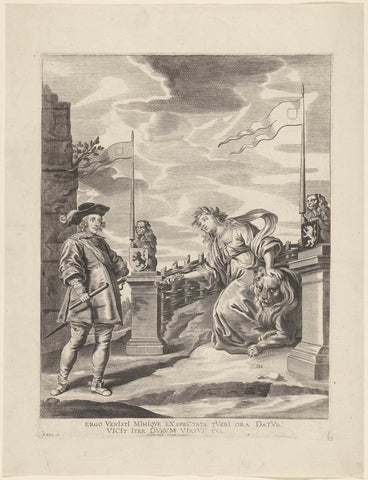 Ferdinand ontvangt van de stedenmaagd van Gent de sleutels van de stad; intocht van Ferdinand te Gent in 1635 (nr. 6), Pieter de Jode (II), 1675 - 1685 Canvas Print