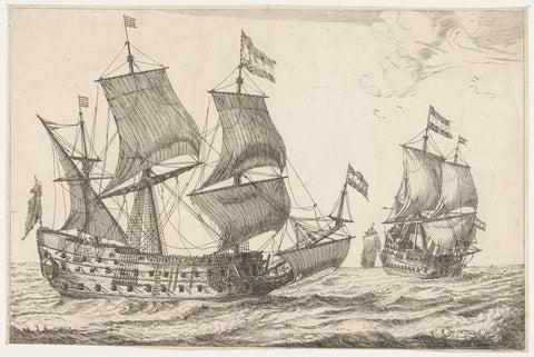 Two great warships, anonymous, 1650 - 1714 Canvas Print