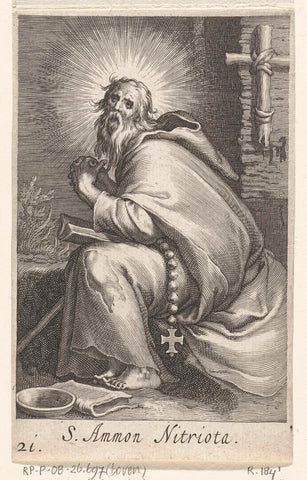 Saint Ammonius the Great as hermit, Boetius Adamsz. Bolswert, 1619 Canvas Print