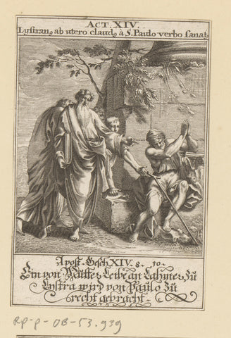 Apostle Paul and Barnabas heal a paralytic in Lystra, anonymous, 1697 Canvas Print