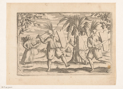 Warriors and women of the Moluccas, 1599, anonymous, 1619 Canvas Print