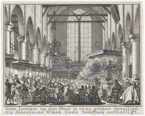 Attack in the Walloon Church in Amsterdam, 1755, Simon Fokke, 1755 Canvas Print