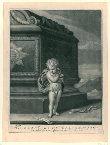 Zinneprent in memory of Maria Stuart, 1695, Pieter Schenk (I), 1695 Canvas Print