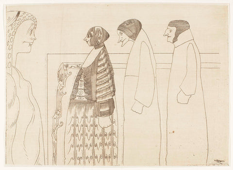 Three figures to the left and one to the right, Samuel Jessurun de Mesquita, 1922 Canvas Print