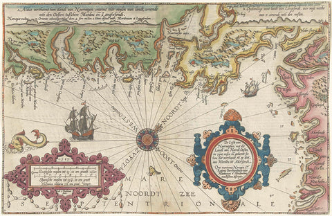 Map of the coast of Norway and Sweden between Merdøy and Uddevalla, Joannes of Doetechum (I), 1580 - 1583 Canvas Print