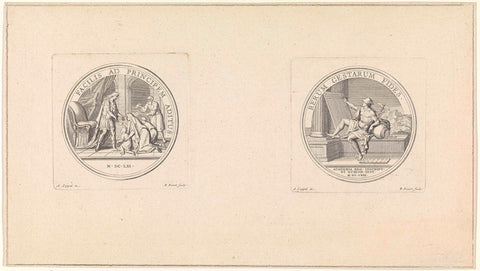 French medals with an allegorical representation, Bernard Picart, 1683 - 1710 Canvas Print