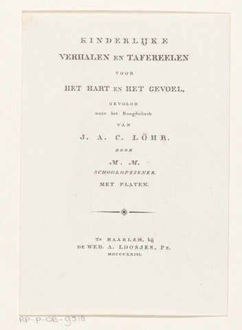 Title page for: J.A.C. Löhr, Kinderlijke verhalen en tafereelen voor het hart en het gevoel, 1823, anonymous, 1823 Canvas Print