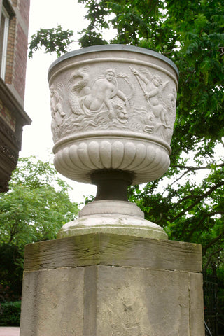 Statue of a vase on pedestal, 2003 Canvas Print