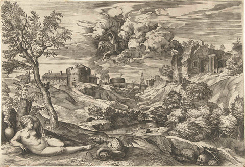 Landscape with Ruggiero liberating Angelica, Cornelis Cort, 1565 Canvas Print