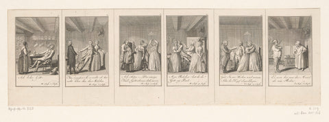 Six performances from Die Jäger by Iffland, Daniel Nikolaus Chodowiecki, 1786 Canvas Print