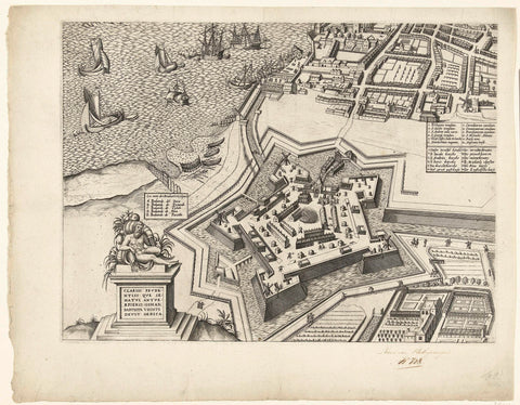 Large map of Antwerp with the failed attempt in 1605 (bottom left page), Pieter van der Heyden, 1605 Canvas Print