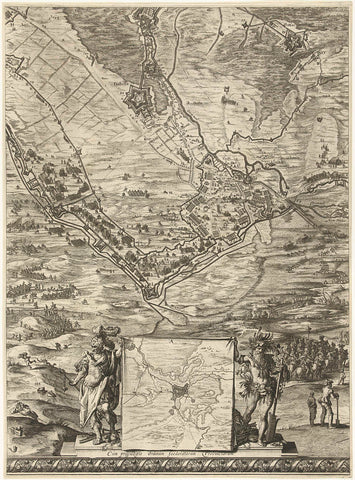 Large map of the siege of Den Bosch by Frederik Hendrik (leaf in the middle), 1629, Balthasar Florisz. of Berckenrode, 1629 Canvas Print