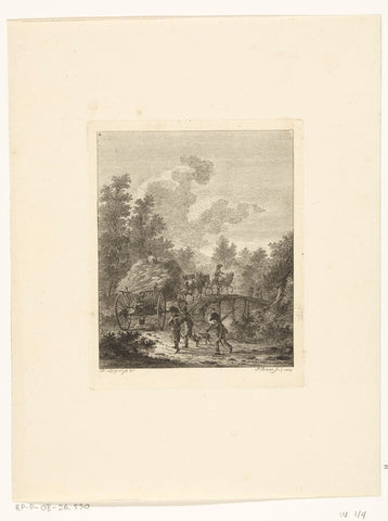 Harvestman driving over a bridge, Joannes Bemme, 1803 Canvas Print