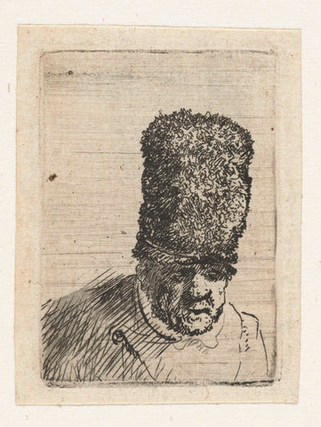 Head of an Old Man in a High Fur Hat, Rembrandt van Rijn, c. 1629 Canvas Print