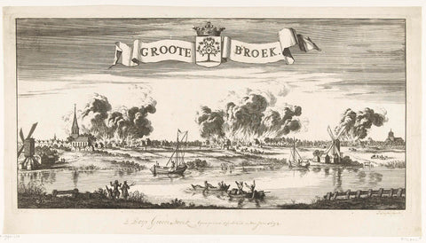 Fire in Grootebroek, 1694, Jan Luyken, 1694 - 1695 Canvas Print