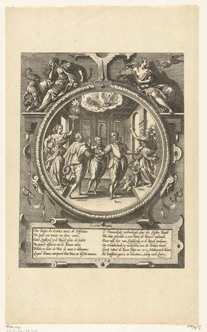 Reproduction of the print with the covenant between Liedekercke, Roeck and Bourse, 1577, Sons, & Stewart, G. Waterston, 1877 Canvas Print