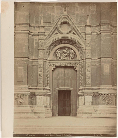 View of the portal of the San Petronio in Bologna, R. Peli, c. 1870 - c. 1890 Canvas Print