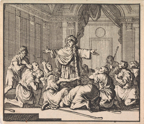 Jozef makes himself known to his brothers, Caspar Luyken, 1698 Canvas Print