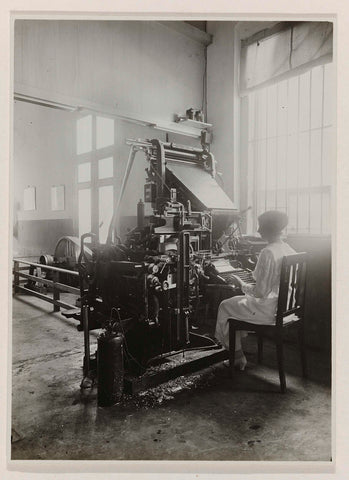 Typesetting machine in the printing works, T. Kaneo, 1921 Canvas Print