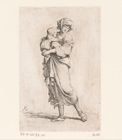 Woman with a child, Salvator Rosa, c. 1656 - c. 1657 Canvas Print