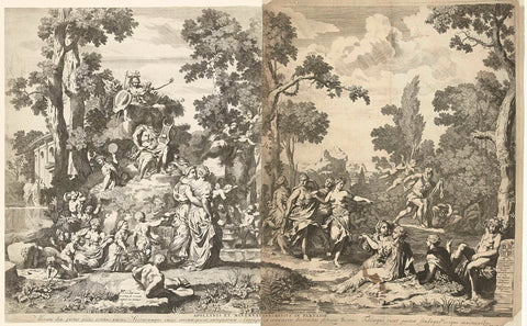 Minerva visits Apollo and the muses on the Parnassus, Pieter van den Berge, c. 1694 - in or before c. 1737 Canvas Print