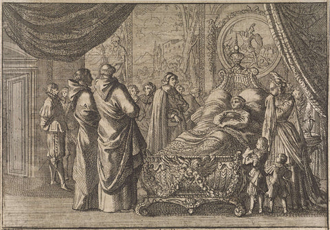 Deathbed of Louis XIII, 1643, Caspar Luyken (attributed to), 1701 Canvas Print