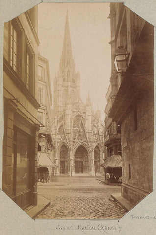 Church Saint-Maclou seen by a street in Rouen, anonymous, c. 1880 - c. 1900 Canvas Print