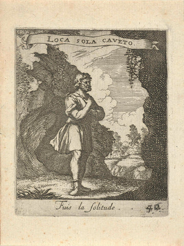 Man at a cave, Albert Flamen, 1672 Canvas Print