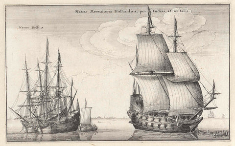 Dutch West Indies sailor and two warships, Wenceslaus Hollar, 1647 Canvas Print