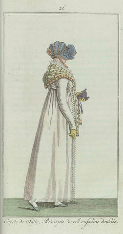 Elegantia, or magazine of fashion, luxury and taste for ladies, November 1807, No. 26: Capote de Satin..., anonymous, 1807 Canvas Print