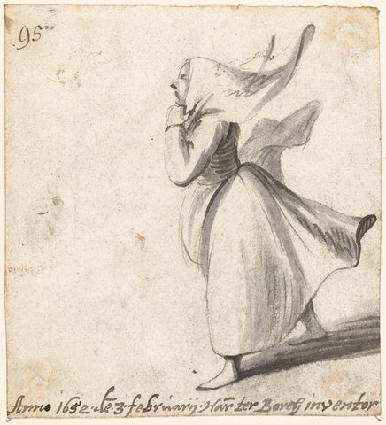 Woman with a scarf, to the left, Harmen ter Borch, 1652 Canvas Print