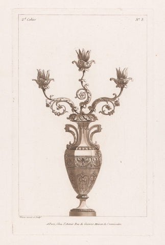 Girandole with flowers, Claude Dominique Vinsac, 1759 - 1800 Canvas Print