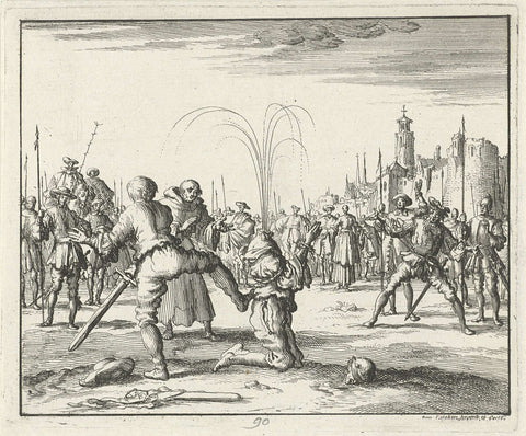 Hans Misel beheaded at Warthausen, 1571, Jan Luyken, 1685 Canvas Print