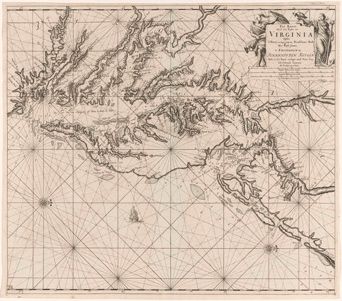 Map of part of the Virginia coast, Jan Luyken, 1684 - 1799 Canvas Print