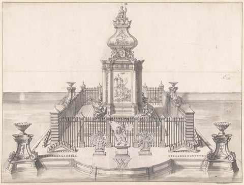 Scaffolding for the fireworks at the celebration of the Treaty of Utrecht, 1713, Bernard Picart, 1713 Canvas Print