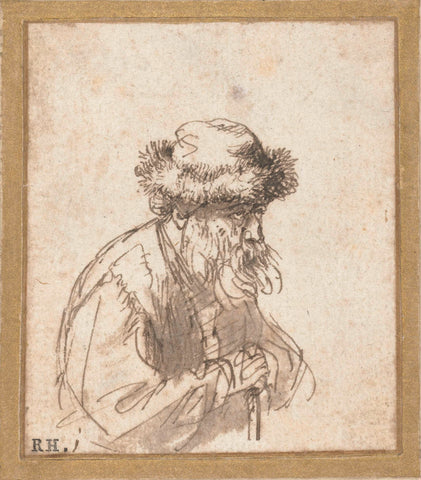 Old Man in a Fur Cap, Rembrandt van Rijn (school of), c. 1635 - c. 1640 Canvas Print