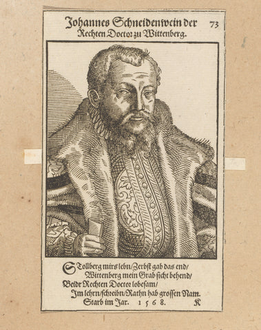 Portrait of Johann Schneidewein, anonymous, 1568 - 1587 Canvas Print