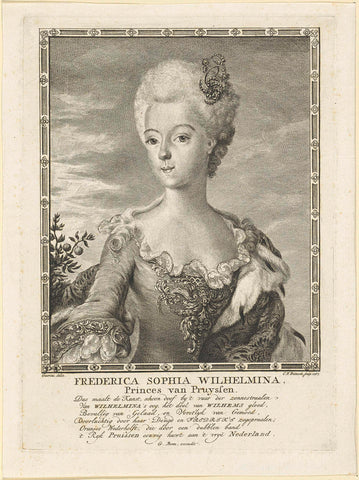 Portrait of Wilhelmina of Prussia, Christian Friedrich Fritzsch, 1767 Canvas Print