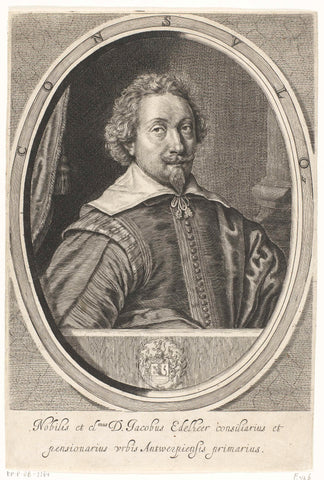 Portrait of Jacobus Edelheer, Crispijn van de Passe (II), 1633 Canvas Print