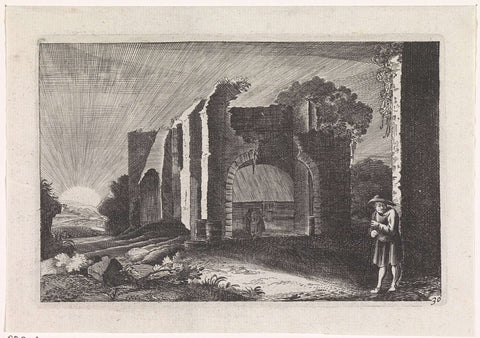 Farmer at a ruin, Jan van de Velde (II) (rejected attribution), 1652 Canvas Print