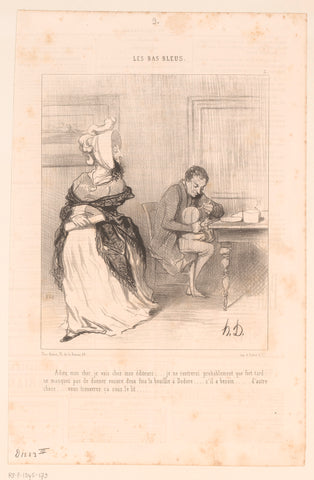 Caricature of a couple with a baby, Honoré Daumier, 1844 Canvas Print