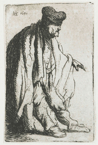 Beggar with his Left Hand Extended, Rembrandt van Rijn, c. 1629 Canvas Print