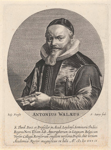 Portrait of Anthony de Wale (Antonius Walaeus), professor of theology at Leiden, Salomon Savery, 1610 - 1665 Canvas Print