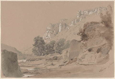 The Nera River near Narni, Pierre Louis Dubourcq, 1844 Canvas Print
