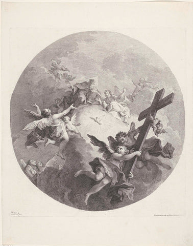 The Holy Trinity surrounded by angels, Francesco Bartolozzi, 1739 - 1780 Canvas Print