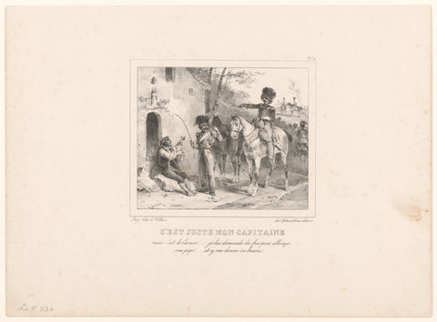 Hunter surprised by an officer, Nicolas Toussaint Charlet, 1829 Canvas Print