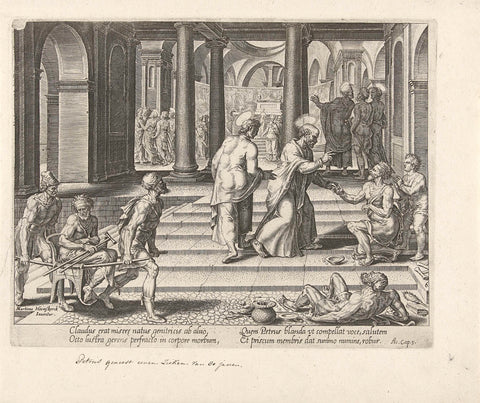 Petrus heals a paralyzed one, Philips Galle, 1582 Canvas Print