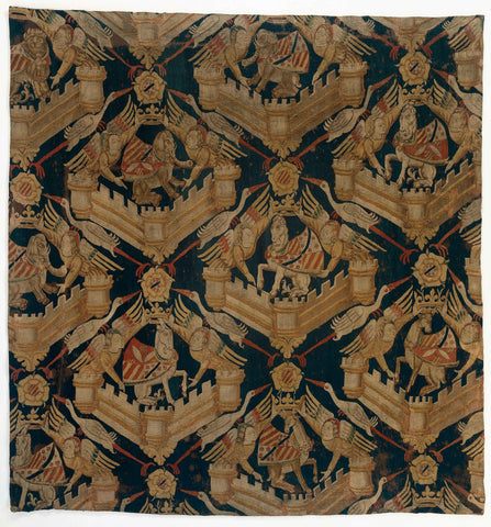 Carpet with the coats of arms of Rogier de Beaufort, Turenne and De Comminges (fragment), anonymous, c. 1376 - c. 1378 Canvas Print