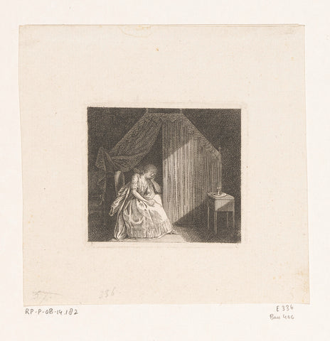 Elise sleeping on a chair in front of her bed, Daniel Nikolaus Chodowiecki, 1779 Canvas Print