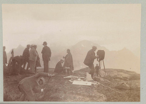 View over a mountain landscape and sea, Paul Güssfeldt (attributed to), 1889 Canvas Print